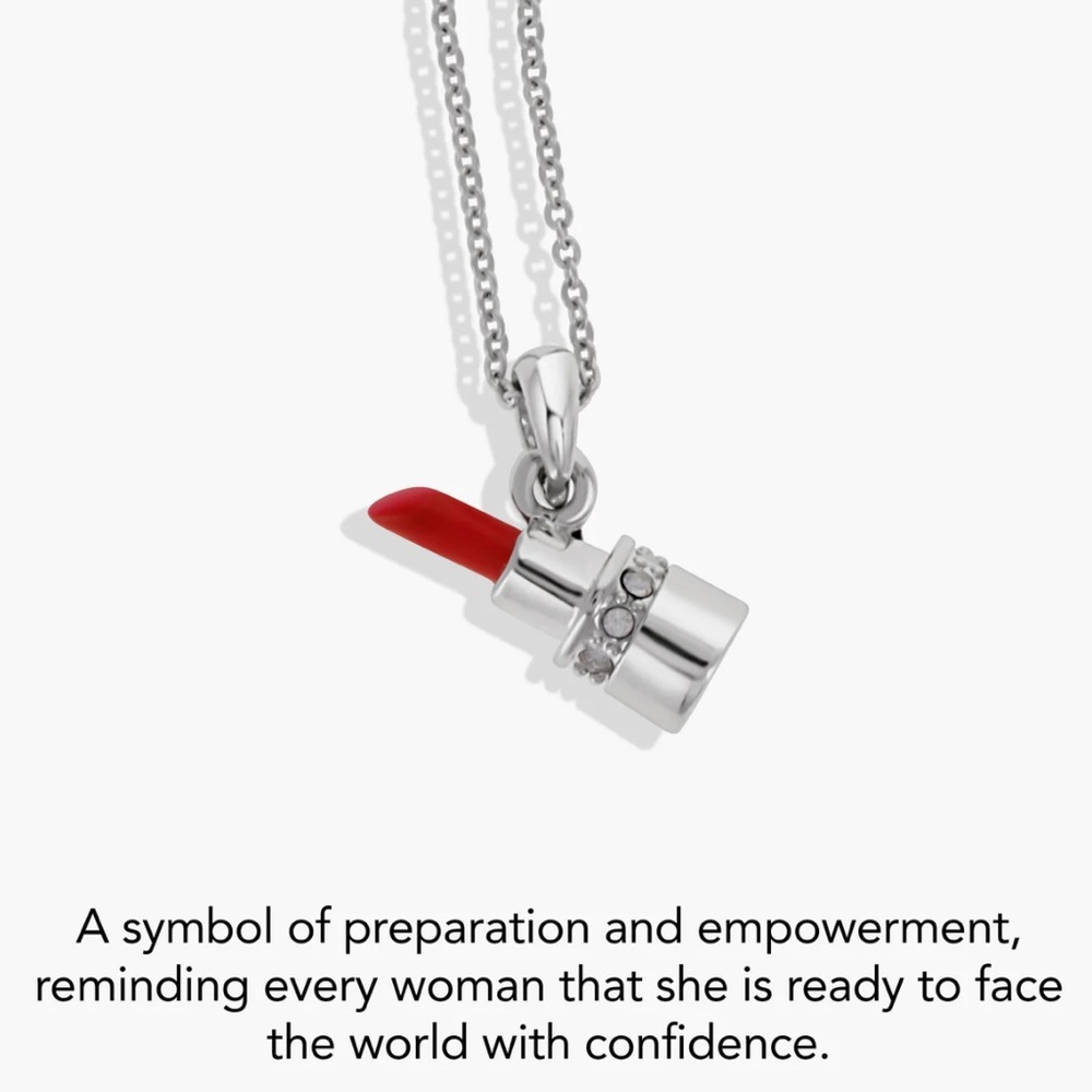 Small Sentiments Lipstick Necklace rhodium plated with Swarovski crystals BNIB